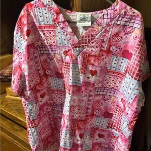 Crest Pink and White Scrub Shirt